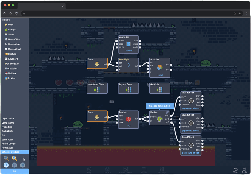 Flowlab's Behavior Editor Screenshot